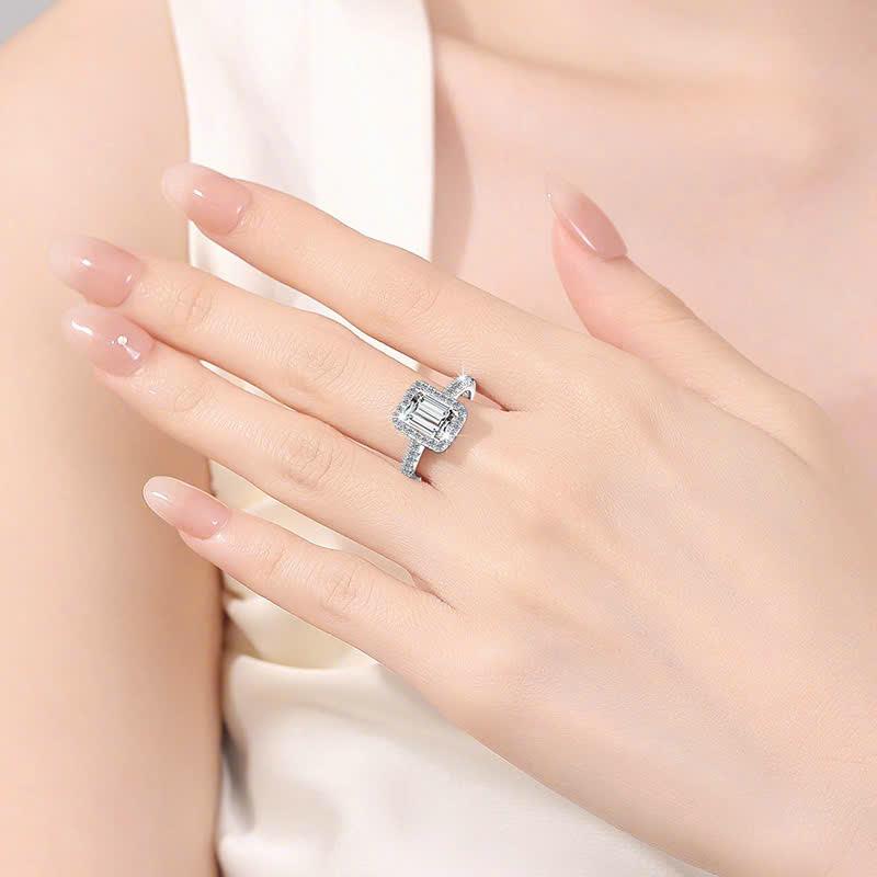 Xi Vàng Trắng - Nhẫn NỮ HOÀNG EMERALD S925 thiết kế sang trọng, quý phái cho nữ phù hợp đi tiệc (MẪU HOT NĂM 2025)