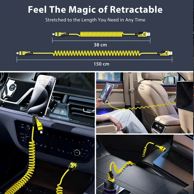 Cáp sạc nhanh USB-C sang Lightning / Type-C, 4 trong 1, Sạc nhanh 65W, Tương thích với Car Play và Android Auto, Thiết kế nhỏ gọn, Sạc nhiều thiết bị, Thích hợp cho iPhone, iPad, Samsung và nhiều thiết bị khác 2