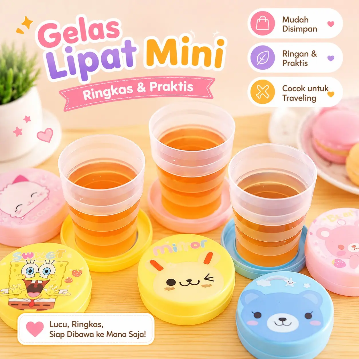 (SerbaSerbi) gelas portable , gelas lipat, gelas plastik, gelas travel