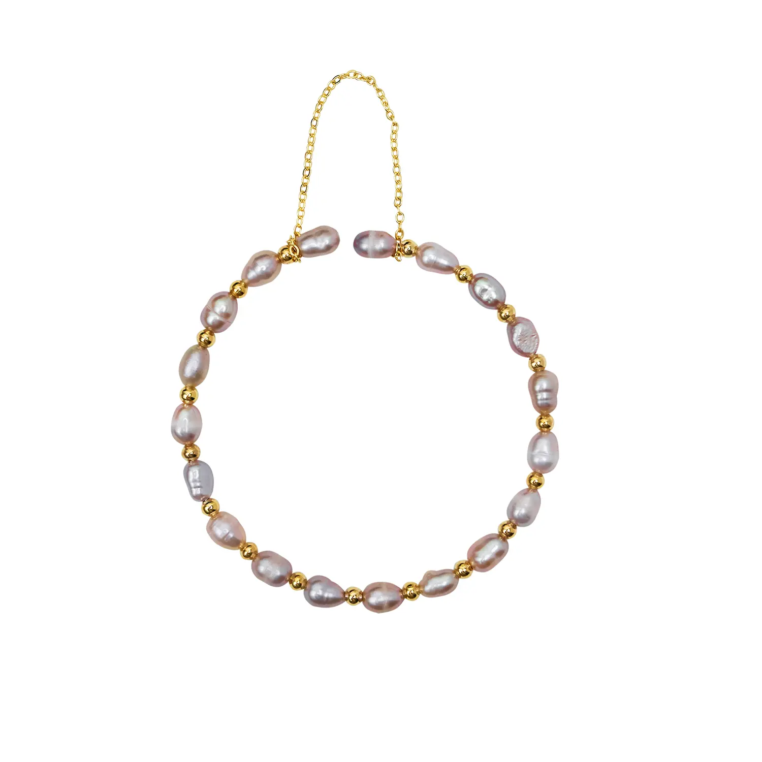 New Product Irregular Purple Freshwater Pearl Golden Balls Beaded Bracelet Adjustable Fashion  Simplicity High-Grade for Women