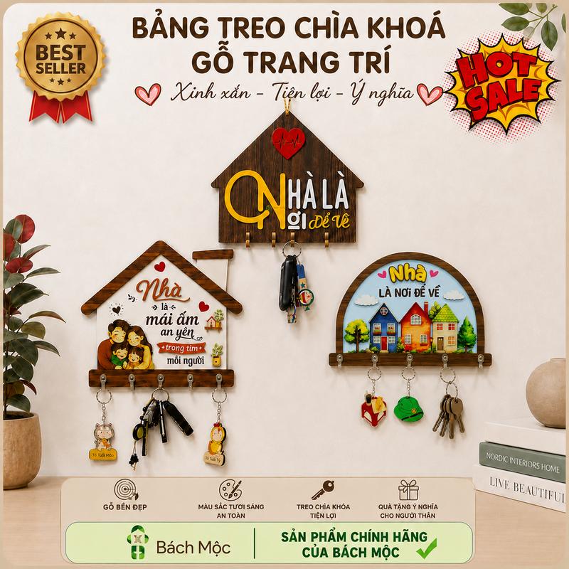Bảng gỗ treo Chìa khoá, Móc khoá CHÍNH HÃNG treo chìa khoá, treo đồ Trang trí…