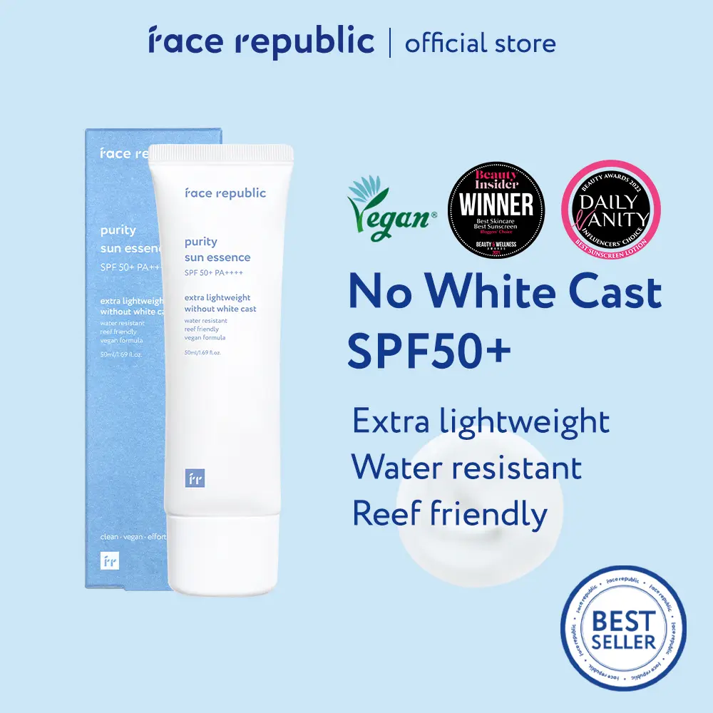 Face Republic Purity Sun Essence SPF50+ PA ++++ | Sunscreen / Sunblock - Waterproof - Vegan Cert - No Whitecast | 50ml