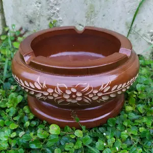 asbak unik, bahan kayu jati,  motif ukir