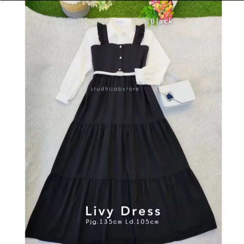 Baju Gamis Wanita Terbaru Livy Dress Gamis Remaja Kekinian Korean Style Busui FREE BELT FRZ Dewasa Muslim gamis  resleting elegan ⁠chocomilk gam is polos Crepe Kondangan Lebaran Pesta 5