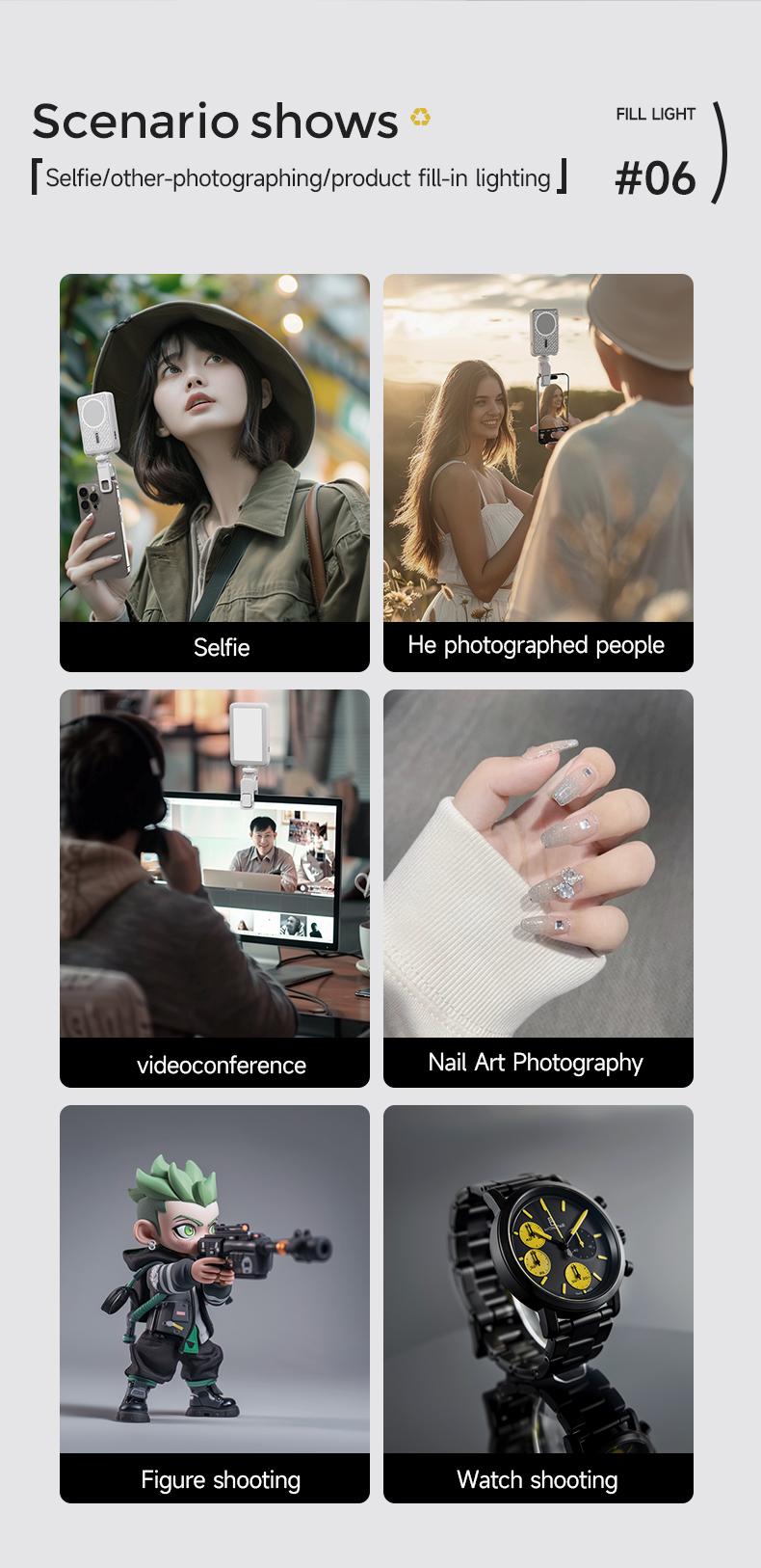 PHOTOOLEX Fragrant Dried TOFU Light - Lampu Atmosfer Langsung Berwarna Penuh Magnetik RGB Multi-Fungsi Fotografi Seluler Fotografi Selfie Isi Cahaya Kamera