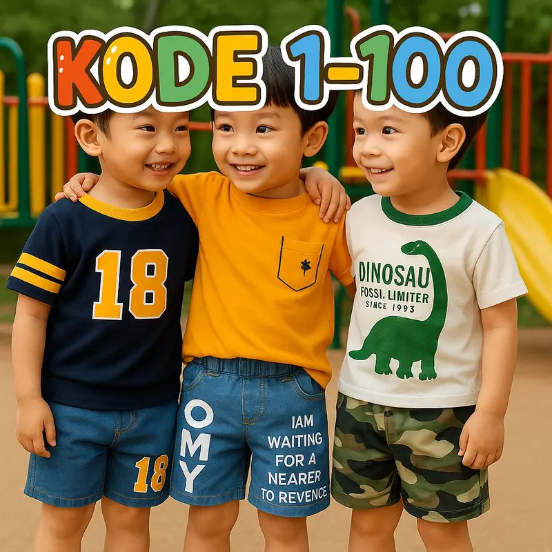 KODE 1 - 100 PAKET SETELAN JALAN BAJU BASEBALL ANAK LAKI DAN PEREMPUAN KHUSUS LIVE 0