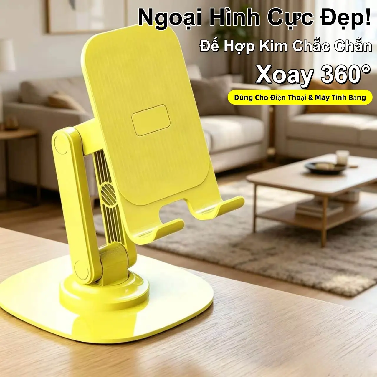 Giá Đỡ Điện Thoại Đế Kim Loại Xoay 360°, Siêu Chắc Chắn, Điều Chỉnh Đa Góc, Dùng Cho Điện Thoại & Máy Tính Bảng