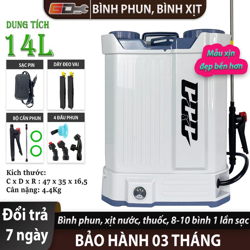   TẶNG ĐẦY ĐỦ PHỤ KIỆN  BÌNH PHUN BÌNH XỊT THUỐC SÂU CHÍNH HÃNG GGG. DUNG TÍCH 14L 16L 20L ÁP LỰC SIÊU MẠNH 