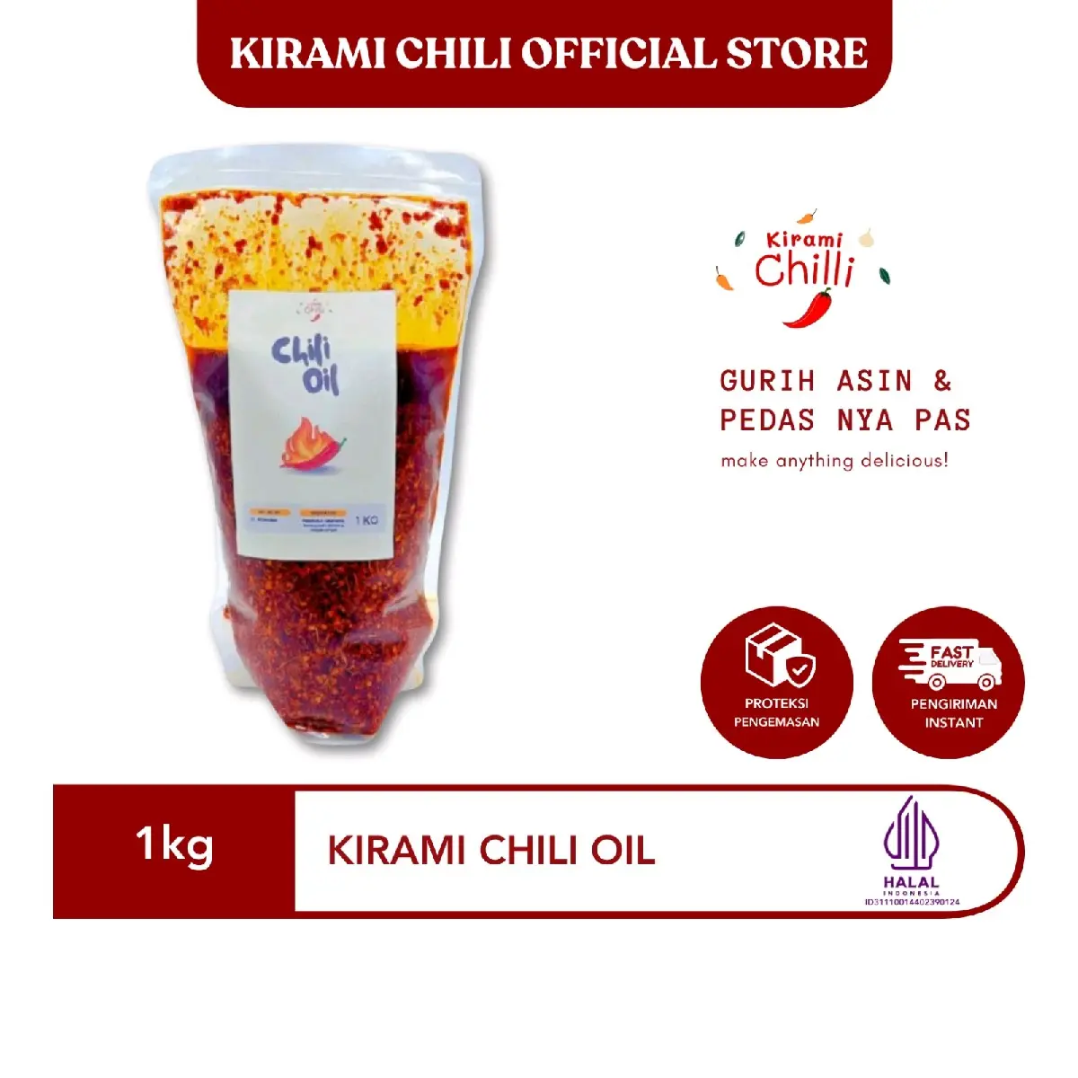 KIRAMI CHILI OIL 1KG-MINYAK CABAI/CHILI OIL HALAL
