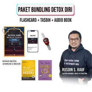 PAKET BUNDLING DETOX DIRI dengan metode 3 level. Flashcard + Tasbih digital + Audio book, beserta bonus dua buku digital