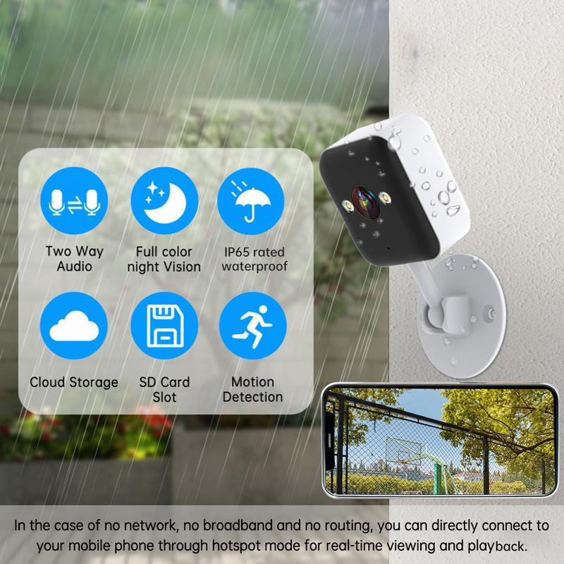 Camera kết nối WiFi, độ phân giải 2MP, chống nước, an ninh CCTV, kết nối với điện thoại di động, camera giám sát, camera IP WiFi mini, tự động theo dõi, có âm thanh và loa, phù hợp cho nhà thông minh, màn hình theo dõi trẻ em
