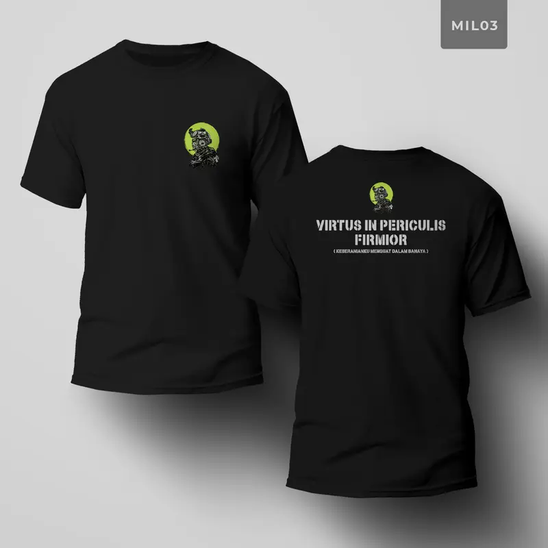 Kaos Hitam Milliter (MIL) Ukuran S-5XL Lengan Pendek  Kaos Distro Kaos Pria Kaos Lengan Pendek Kaos Keren Kaos Tshirt Oblong Baju Combed Katun Dewasa 2