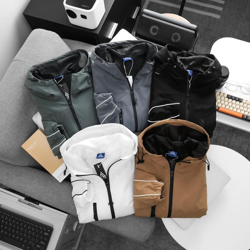   DEAL 2026  Áo Khoác Gió Kẻ Sọc có Nón ARTCOM Form Regular Chất Liệu Không Nhăn Láng Mịn Co Giãn Nhẹ Bên Trong Lót Lưới Thoáng Khí Xuất Xứ Việt Nam 