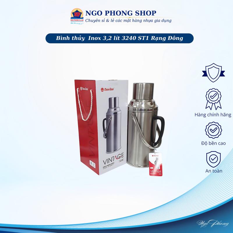  Bình thủy inox 3.2L Rạng Đông 3240 ST1 – Giữ nhiệt tốt sau 6h dung tích lớn phích nước tiện dụng. 
