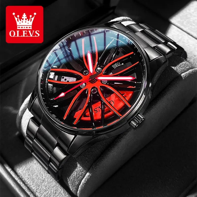 OLEVS Jam Tangan Pria Anti Air Original Fashion Gyro Sport Terbaru Luminous Cool Style Men Watch 8