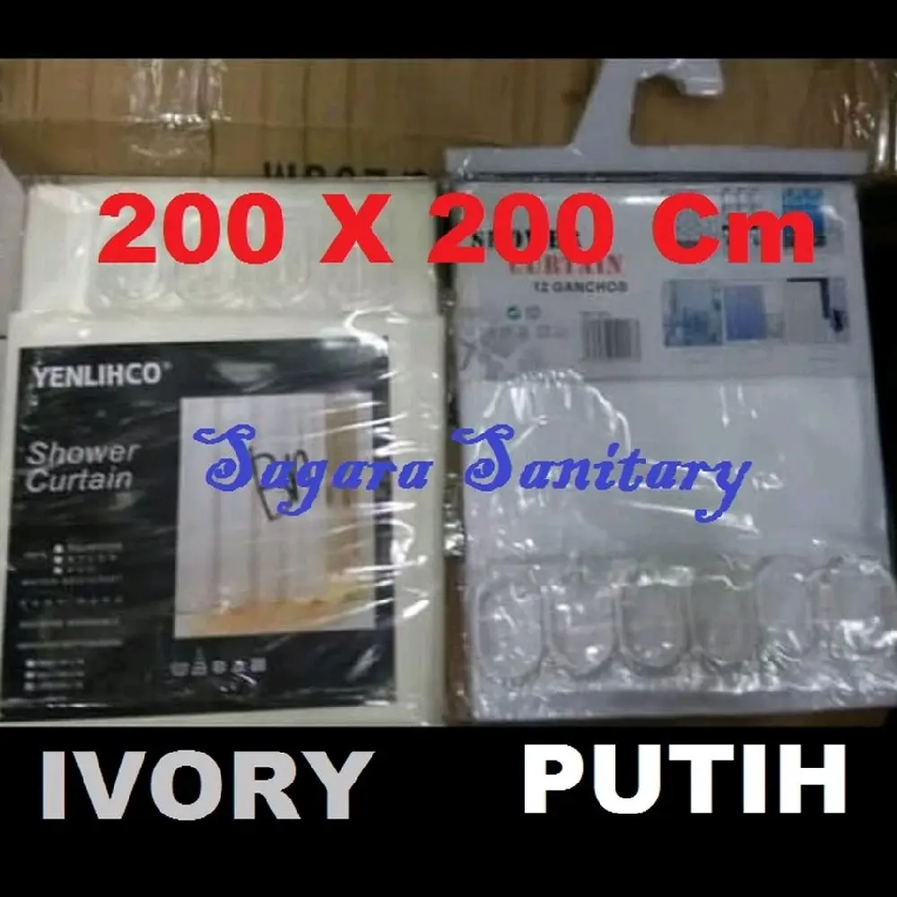 tirai kamar mandi 200 x 200 cm putih / ivory / shower curtain kamar mandi