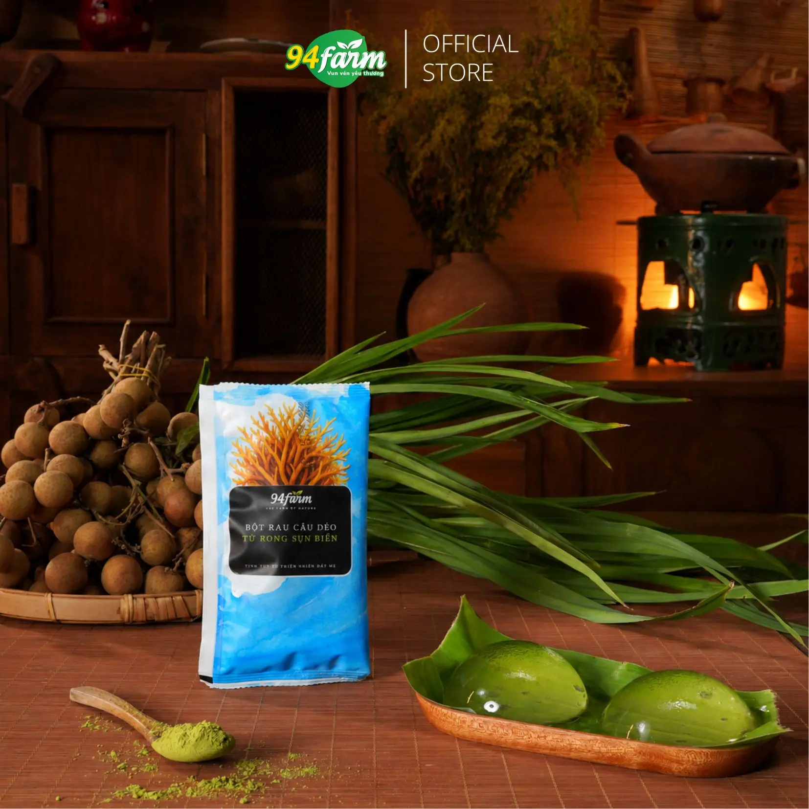 [Túi 25g] Bột râu câu dẻo 94farm làm thạch, pudding, nấu chè từ rong sụn biển thiên nhiên
