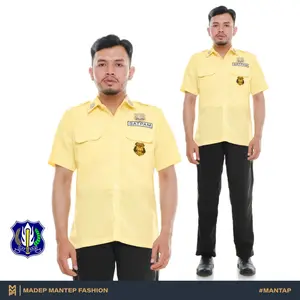Seragam Satpam Security PDH Lengan Pendek Krem Terbaru Seragam Security Seragam Satpam MMF