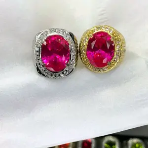 cincin batu permata natural Siam rose