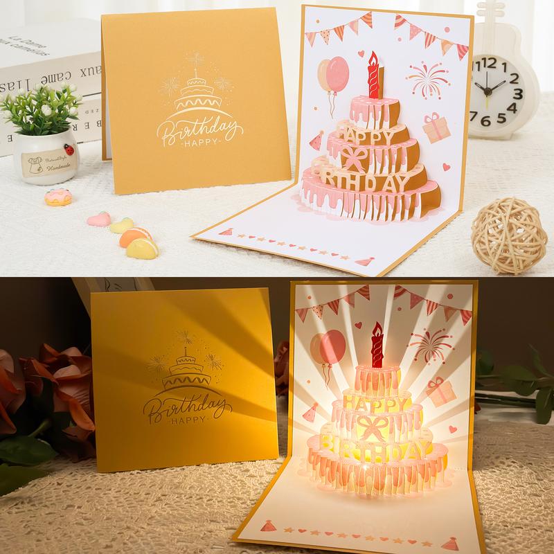 3D Pop up Happy Birthday Card with Light Music Gift for Family Friends