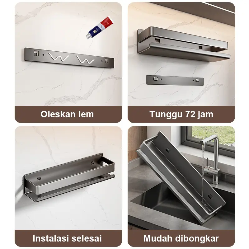 Rak Bumbu Dapur Dinding Kitchen Rack Tempat Pisau Rak Gantung Rak Dapur Rak Sendok Garpu Aluminium Dengan Cat Coating Anti Panas Dan Anti Karat Bisa Dicuci 7