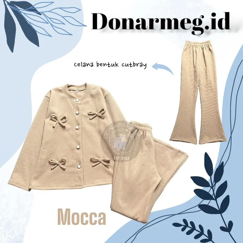 Baju Setelan Dawiya Knitt Ribbon Oneset kids / Baju Anak Perempuan / Setelan anak Perempuan / Oneset Knitt Anak Motif Pita Fashion Anak 2