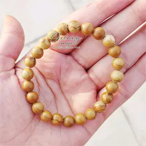 Wood Grain Jasper Natural Stone Bracelet,Gelang Batu Alam Wood Grain Jasper 4/6/8 mm, Gelang Energi Positif, Gelang Chakra, Gelang Yoga, Gelang & Bangle Tangan, Natural Stone Beads Bracelets, Gelang Tali Serut & Karet Pria Wanita Giok Kayu Jade