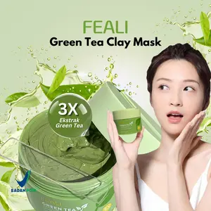 [BPOM] FEALI Green Tea Clay Masker Wajah Pore Clean Mask - 100gr Hijau Komedo Mengelupas Muka Pembersihan Perawatan