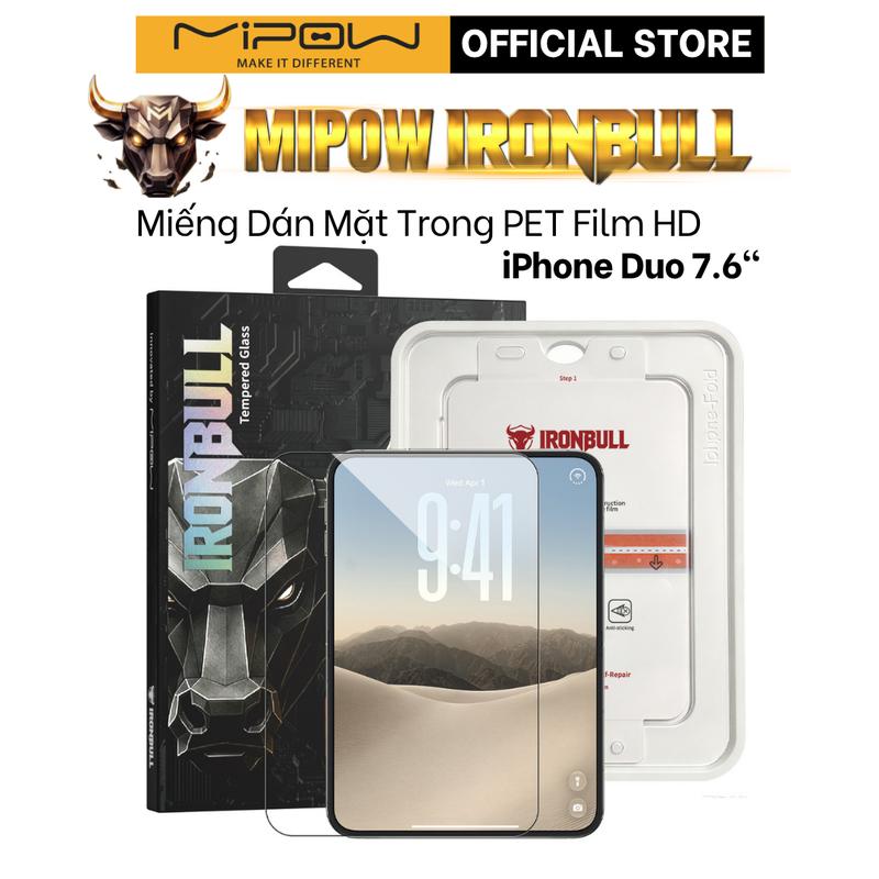 Miếng Dán Mặt Trong iPhone Duo 7.6 inch MIPOW IRONBULL PET Film HD Kèm Bộ Dụng Cụ Dán