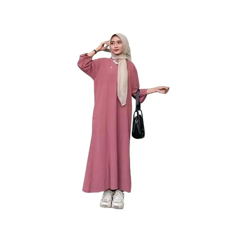 Daster Cringkle Airflow Polos Model Tangan 3/4 Kekinian Oversize - Busui Resleting - Kantong Crinkle Ibu 6
