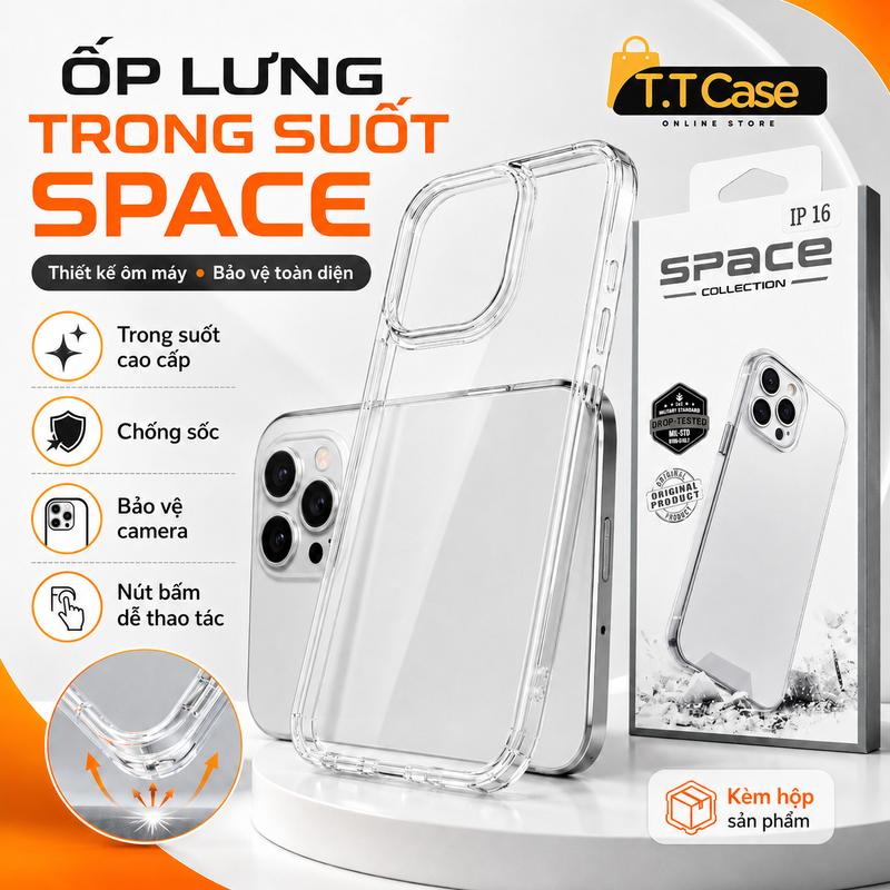 TT68CASE Ốp Lưng Trong Suốt Chống Sốc – Ốp Dẻo TPU Bảo Vệ Camera Giữ Nguyên Màu Máy Tương Thích Dành Cho Iphone iP 7–17 Series