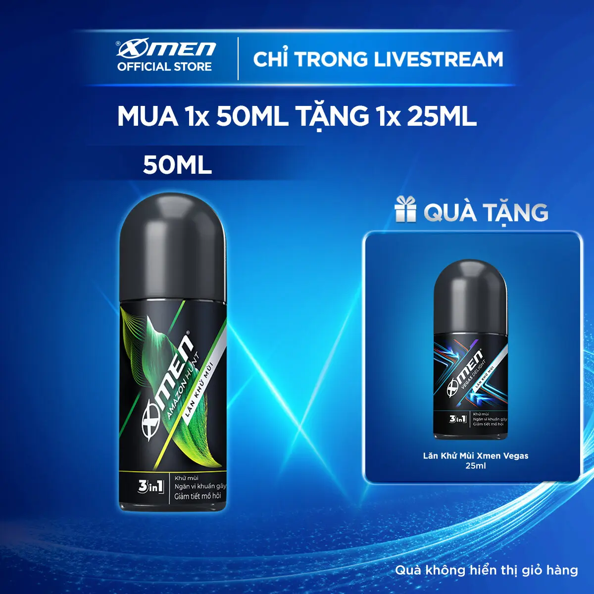 [COMBO MUA 1 TẶNG 1] Lăn khử mùi Xmen Amazon Hunt/Vegas Delight 50ml + Tặng Lăn khử mùi Vegas Delight 25ml [V]