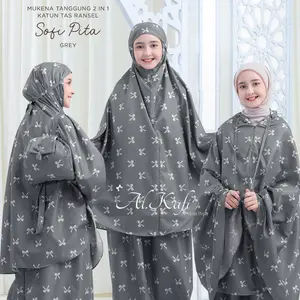 MUKENA TANGGUNG 2 IN 1 TAS RANSEL KATUN MIKRO SOFI PITA