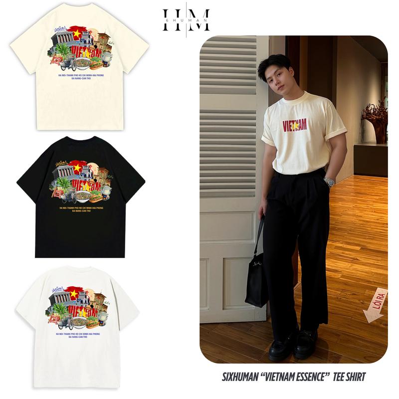 Áo Thun Nam Nữ In Chữ VIỆT NAM Địa Danh, Văn Hóa Đường Phố, Ẩm Thực Bản Sắc Việt, Chất Liệu Cotton Thoáng Mát - SIXHUMAN HMT022 ÁoThunViệtNam ÁoThunUnisex ÁoThunStreetwear ÁoThunCotton ÁoThunFormRộng ÁoThunOversize