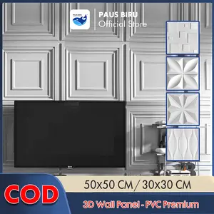 Paus Biru WALL PANEL 3D PVC WALLPANEL WALLPAPER DINDING 50x50 cm dan 30x30 cm Tekstur 3D Menarik Bahan PVC Non-Sticker Tahan 6 Tahun Cocok untuk Dinding Anda