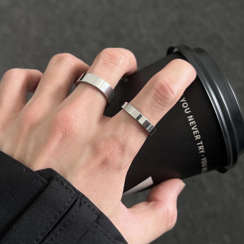  Nhẫn Mịn Titan Thời Trang Đơn Giản Phong Cách Cổ Điển Unisex Phong Cách Hip Hop Phụ Kiện Thời Trang Thiết Kế Mờ 