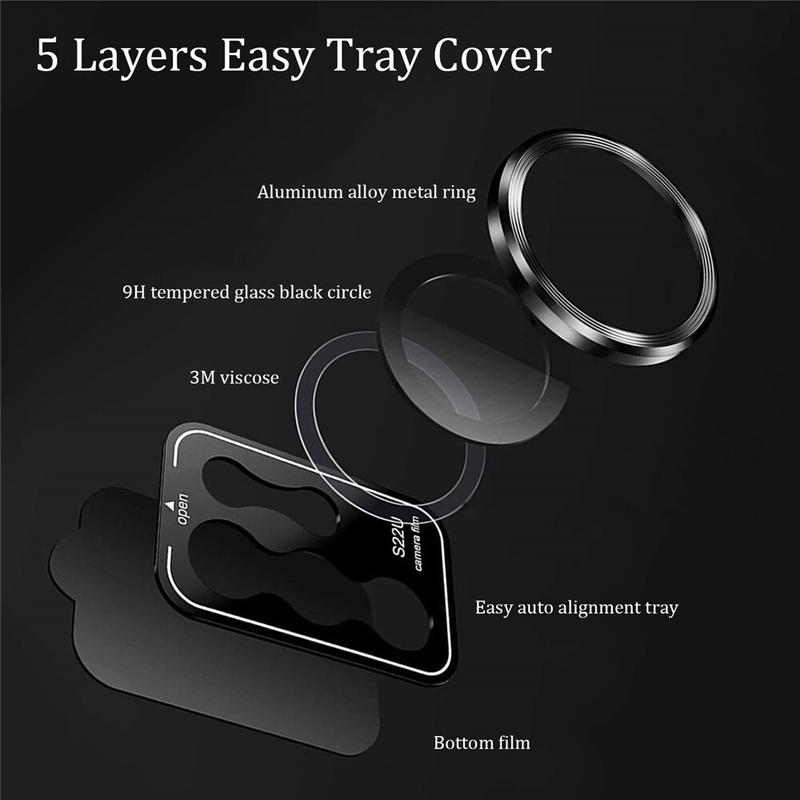 Product Introduction of 【Automatic installation】Glass HD Lens Protector For Samsung S24 S23 S22 Ultra Camera Tempered Glass For Samsung S24 Plus Alloy 9H Lens Film Accessories Metal 3