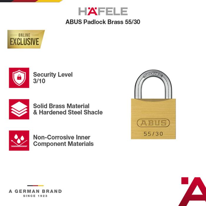 Gambar HAFELE ABUS Gembok Kecil 55/30mm Kuningan Serbaguna Anti Karat  - Padlock Brass ORIGINAL dari HAFELE Kota Bekasi Tokopedia