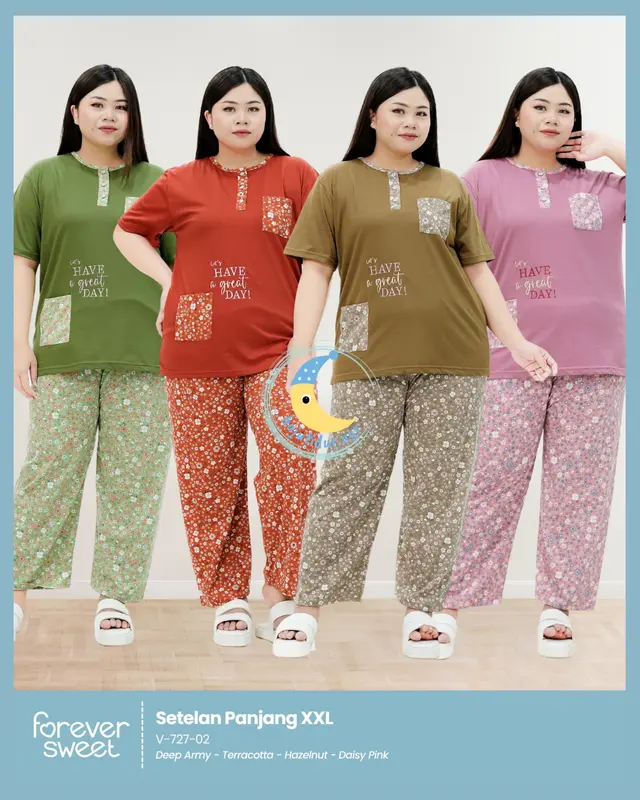 Piyama Baju Tidur Babydoll Wanita Dewasa Jumbo XXL Ld120 Forever Sweet Concept Baju Busui Kancing 2