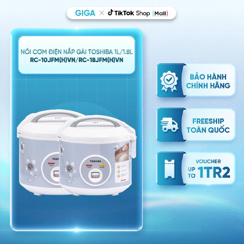 Nồi cơm điện nắp gài Toshiba RC-10JFM(H)VN 1.0L/ RC-18JFM(H)VN 1.8L - Nấu, hấp và giữ ấm - Công nghệ nhiệt 3D