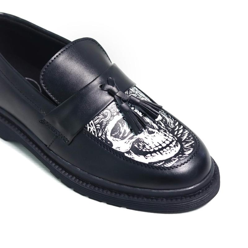 MONAS Walskul Sepatu Formal Kasual Docmart Black Skul Pria 2