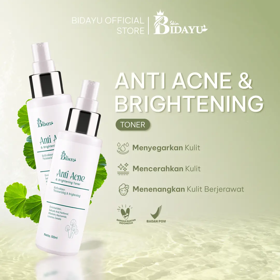 Anti Acne & Brightening Toner Wajah – Exfoliate & Hydrate with Glycolic Acid, Aloe Vera & Chamomile – mengeksfoliasi dengan lembut, menghidrasi, dan menenangkan kulit sensitif