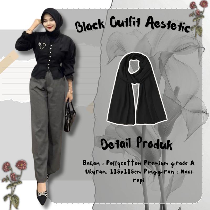 OOTD One Set 3in1 Cewek Black Mamba Kekinian BLOUSE KOREA & PANTS Celana FREE JILBAB POLOS Bell4 4