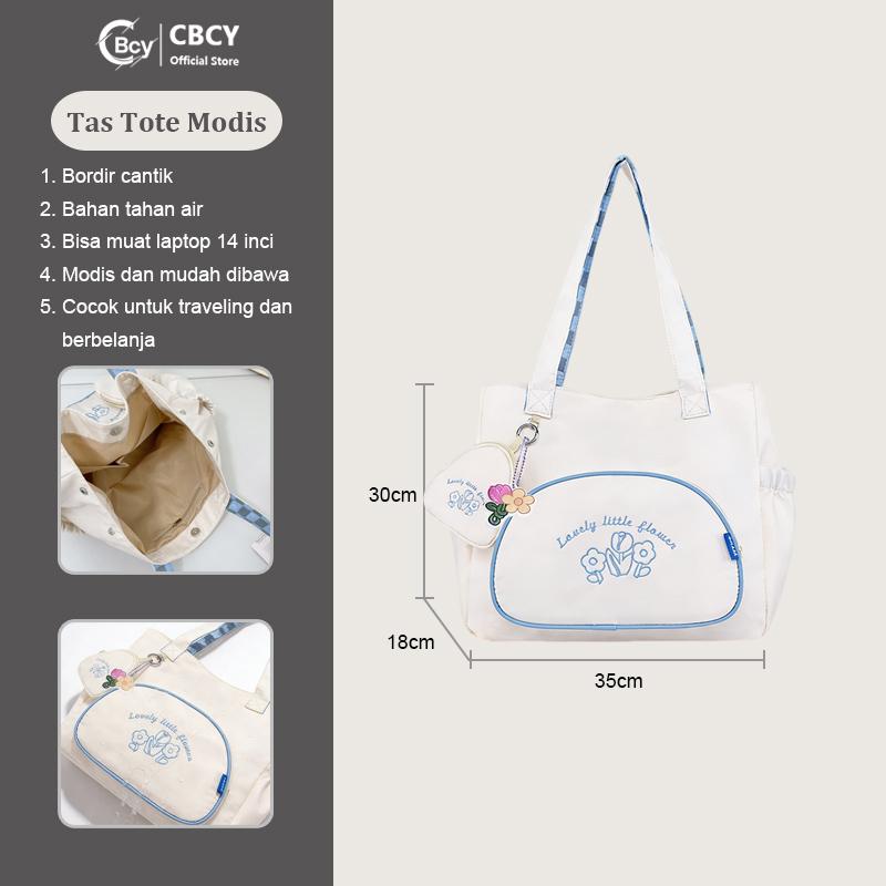 CBCY Tas Tote Anti Air Wanita Putih Bordir 3D Lucu Dilengkapi Dompet Bisa Muat Laptop 14 Inci Tas bahan kain serbaguna sage tote bag CBCY Tas Tote Anti Air Wanita Putih Bordir 3D Lucu Dilengkapi Dompet Bisa Muat Laptop 14 Inci Tas bahan kain serbaguna sage tote bag