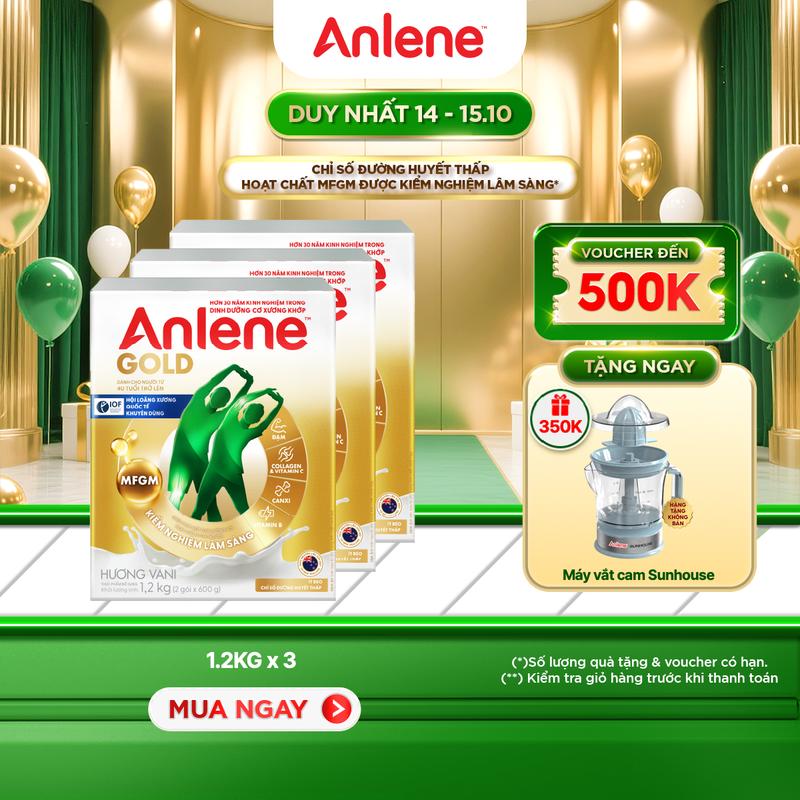 Combo 3 Sữa Bột Anlene Gold Hương Vani 1.2Kg