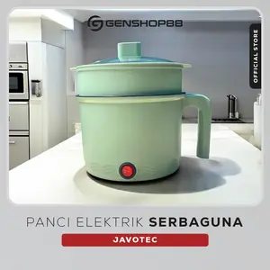 Javotec Panci Elektrik Multifungsi Anti Lengket Hijau & Kuning TEFLON PP Foodgrade 300-600W 0.8Lt Genshop88 Solusi Dapur Masa Kini