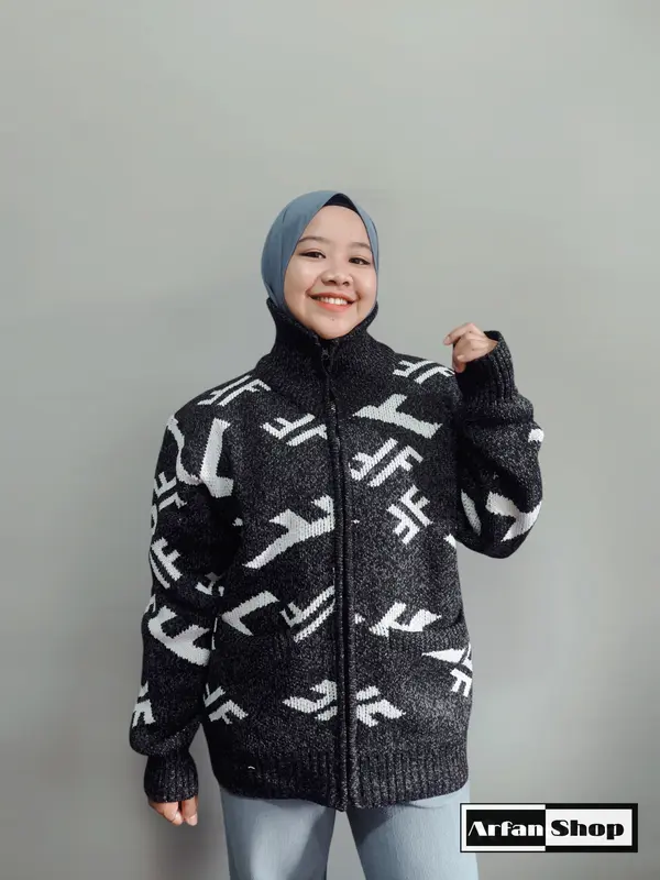 Jaket Rajut Resleting Leher Tinggi Tebal Premium Pria Wanita | Sweater Knit Zipper Turtleneck Motif Saku | Knitwear Baju Hangat Ibu 4