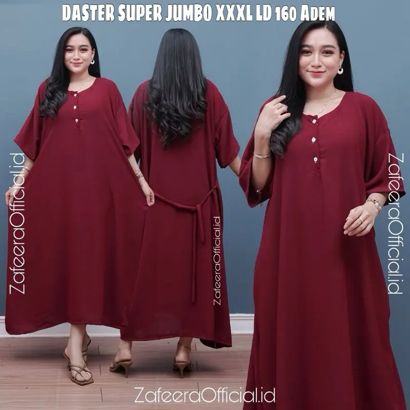 Daster Super Jumbo Cringkel LD 140 cm Pakaian Bumil dan Busui Kancing Lembut Muat bb 150kg Lengan pendek