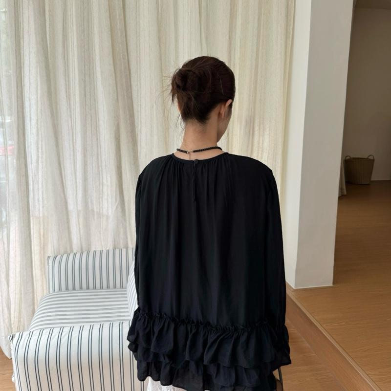  MOON Blouse | mir.byhi | Áo tay dài nhún bèo tơ Hàn 