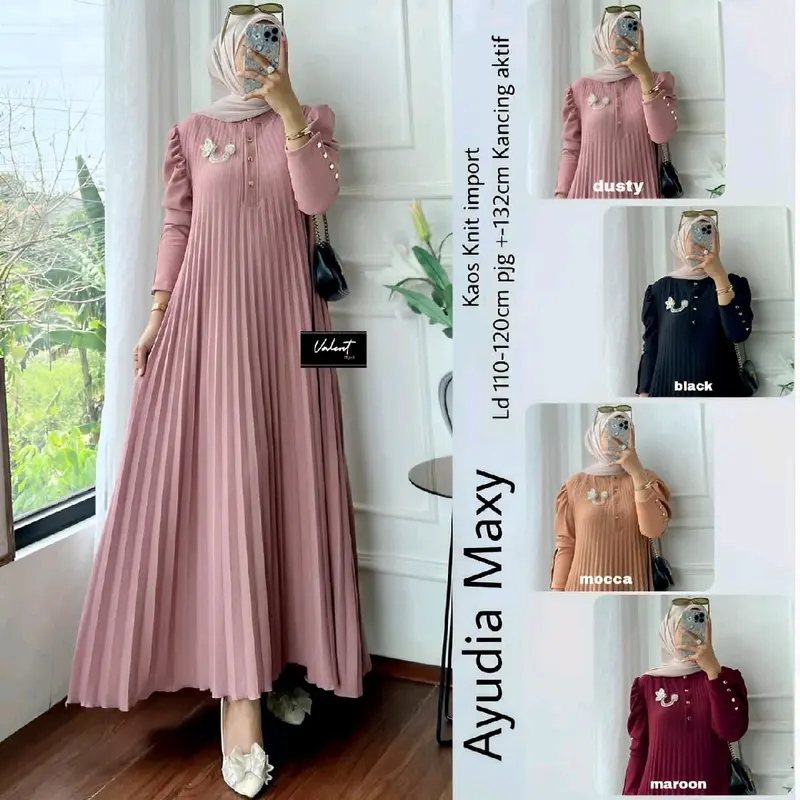 Ayudia Maxy Dress Wanita Bahan Kaos Knit By Valent 3